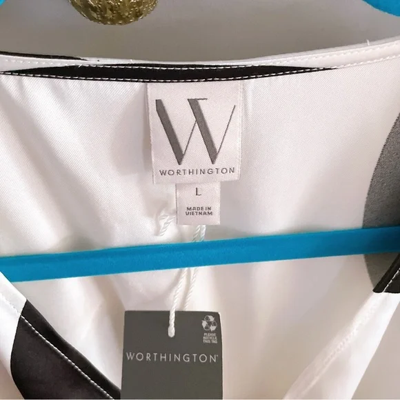 Worthington Black and White Polka Dot Wrap Dress Size Large - Picture 5 of 8